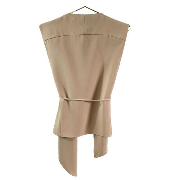 White House Black Market Beige Tie Draped Vest Size 6 - Picture 6 of 9